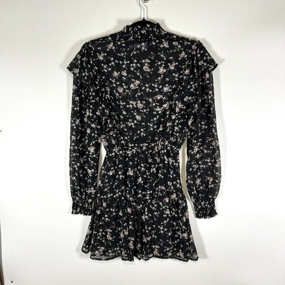 70/21 Dress Womens Size Small Chiffon Floral‎ print Cut Out long sleeve NWT Boho - Picture 9 of 11